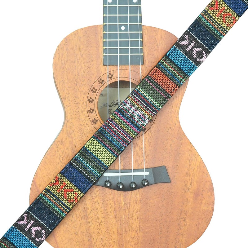 Farcaya Ukulele Strap for Soprano Concert Tenor Baritone Uke Mandolin Banjo Cotton Soft Country Style Picks Locks Buttons (Striped Black) - Image 5